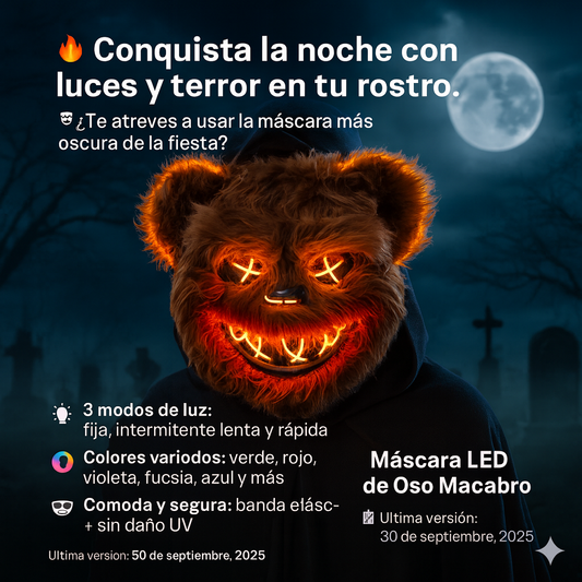 MASCARA LED DE OSO MACABRO